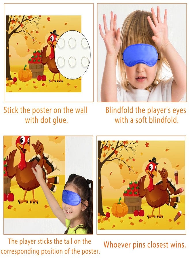 Morcheiong Pin The Tail on The Turkey Thanksgiving Game with 48 Tails, Thanksgiving Party Favors Activities Supplies Decorations for Kids - Image 4